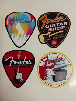 4 X FENDER GUITAR STICKERS! FREE SHIPPING!