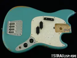 FENDER JMJ ROAD WORN MUSTANG BASS LOADED BODY, GUITAR PARTS DAPHNE BLUE