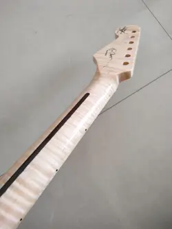 DIY 22 FRET STRAT ELECTRIC GUITAR NECK GLOSS FLAME MAPLE FOR FENDER REPLACEMENT
