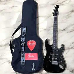 FENDER JAPAN AERODYNE STRATOCASTER BLACK MEDIUM SCALE GUITAR USED