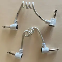 2  FENDER WHITE COIL PATCH CABLE RIGHT ANGLE