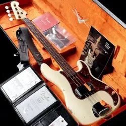 FENDER CUSTOM SHOP 1964 PRECISION BASS RELIC AGED VINTAGE WHITE WEIGHT: 3.96KG 3