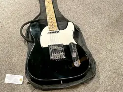 FENDER MEXICO STANDARD TELECASTER USED 1995 ALDER BODY BLACK W/SOFT CASE