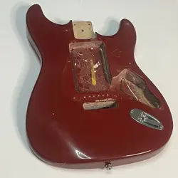 VINTAGE FENDER SQUIER NC RASPBERRY WINE RED FULL THICKNESS STRATOCASTER BODY