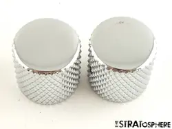 FENDER STANDARD PRECISION P BASS CHROME GUITAR KNOBS, VOLUME TONE 