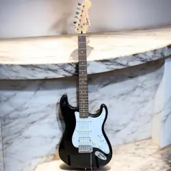 SQUIER BY FENDER BULLET STRAT ELECTRIC GUITAR BLACK USED FOR BEGINNERS