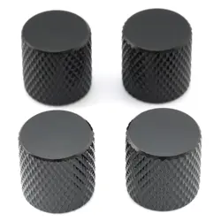 MUSICLILY KNURLED DOME KNOBS FOR FENDER TELECASTER, BLACK, 4 PACK
