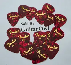 FENDER THIN GUITAR PICKS RED MOTO 351 CELLULOID 18 PICKS