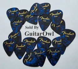 FENDER THIN GUITAR PICKS BLUE MOTO 351 CELLULOID 18 PICKS