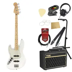 FENDER PLAYER JAZZ BASS LEFT HANDED MN POLAR WHITE LEFTY ELECTRIC BASS BEGINNER
