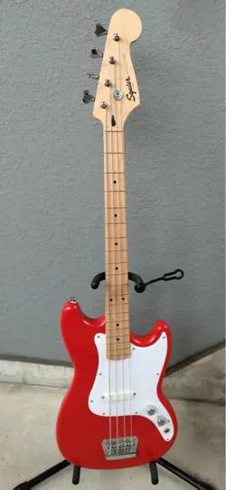 SQUIER BY FENDER BRONCO BASS GUITAR W/ SOFT CASE