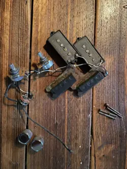 VINTAGE FENDER BASS PRECISION GREY BOBBIN PICKUPS POTS HARNESS