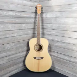 WASHBURN WA90CE DREADNAUGHT ACOUSTIC GUITAR NATURAL FINISH AS IS TOP CRACKS