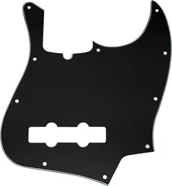 10 HOLE J BASS PICKGUARD FOR 4 STRING FENDER JAZZ BASS MODERN STYLE - 3PLY BLACK