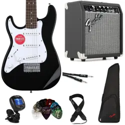 SQUIER MINI STRATOCASTER LEFT-HANDED ELECTRIC GUITAR AND FENDER AMP BUNDLE -