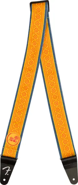 GENUINE FENDER GEORGE HARRISON DARK HORSE FLORAL GUITAR STRAP, ORANGE, 2