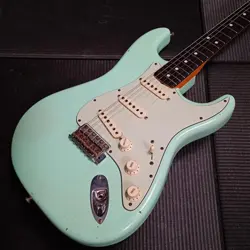 USED FENDER CUSTOM SHOP 1963 STRATOCASTER JOURNEYMAN RELIC FEDED SURF GREEN 2015