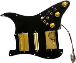 PREWIRED LOADED PICKGUARD WITH HSH GOLD ALNICO V PICKUPS FOR FENDER STRAT GUITAR