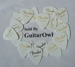 FENDER MEDIUM GUITAR PICKS WHITE  351 CELLULOID 18 PICKS MADE IN USA