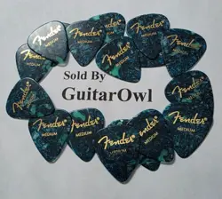 FENDER MEDIUM GUITAR PICKS OCEAN TURQUOISE CELLULOID 18 PICKS MADE IN USA
