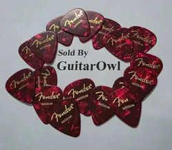 FENDER MEDIUM GUITAR PICKS RED MOTO 351 CELLULOID 18 PICKS MADE IN USA