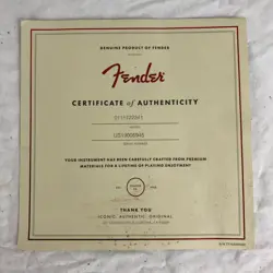 2019 FENDER TELECASTER  AMERICAN PERFORMER HUMBUCKER CERTIFICATE OF AUTHENTICITY