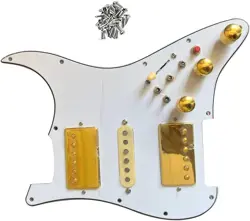 HSH PREWIRED LOADED PICKGUARD WITH GOLD ALNICO 5 PICKUPS FOR FENDER STRAT GUITAR