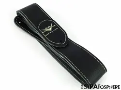 FENDER CUSTOM SHOP GUITAR STRAP, 1954 STRAT BLACK LEATHER 54 TCP TELE