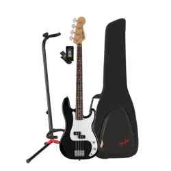 FENDER STANDARD PRECISION BASS 4 STRING RIGHT HAND BLACK ELECTRIC GUITAR BUNDLE