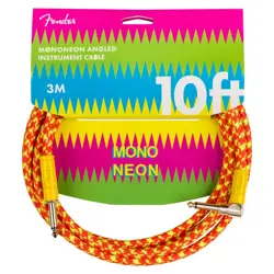 FENDER MONONEON 10' STRAIGHT TO RIGHT ANGLE INSTRUMENT CABLE - ORANGE