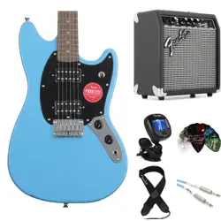 SQUIER SONIC MUSTANG HH SOLIDBODY ELECTRIC GUITAR AND FENDER AMP BUNDLE -