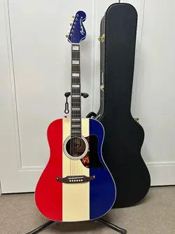 FENDER BUCK OWENS SIGNATURE KINGMAN ACOUSTIC ELECTRIC GUITAR RED, WHITE & BLUE