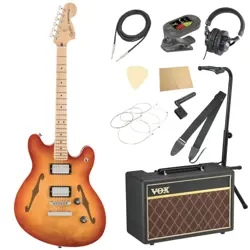 SQUIER BY FENDER AFFINITY SERIES STARCASTER DELUXE SIENNA SUNBURST WITH VOX AMPL