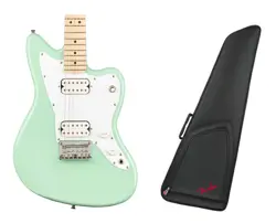 SQUIER MINI JAZZMASTER HH - SURF GREEN + FENDER FEMS-610 MINI STRAT GIG BAG
