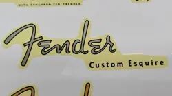 2PCS FENDER GUITAR  RETRO WATERSLIDE TRANSFER HEADSTOCK DECALS SILVER