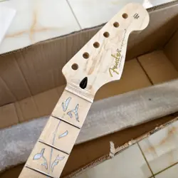 24 FRET ST GUITAR NECK 25.5INCH MAPLE FINGERBOARD VINE INLAY FOR DIY FENDER