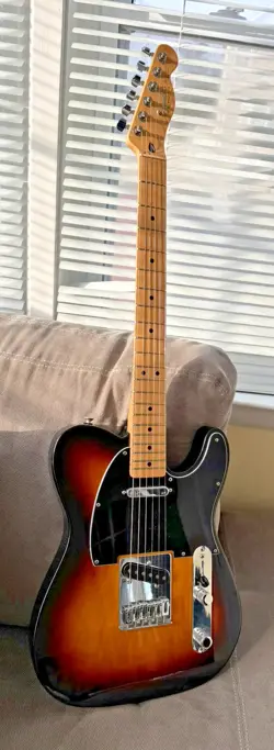 2007 FENDER STANDARD TELECASTER MIM 3- TONE SUNBURST ELECTRIC, BLACK PICKGUARD