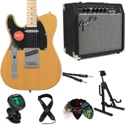 SQUIER AFFINITY SERIES TELECASTER LEFT HANDED ELECTRIC GUITAR AND FENDER AMP