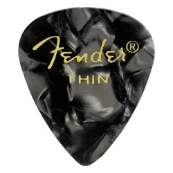 FENDER 351 SHAPE PREMIUM CELLULOID PICKS - THIN BLACK MOTO 12-PACK