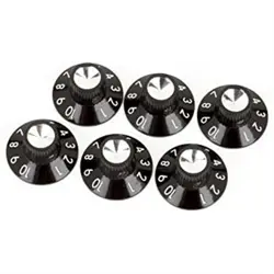 FENDER PURE VINTAGE BLACK-SILVER SKIRTED AMPLIFIER KNOBS