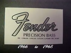 FENDER PRECISION  BASS  '66 TO '68  WATERSLIDE HEADSTOCK DECAL 2 PER LISTING