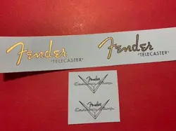 FENDER '52 GOLD METALLIC TELECASTER WATERSLIDE HEADSTOCK DECAL 2 PER LISTING