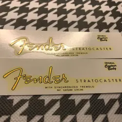 2PCS VINTAGE & FENDER - ST STRAT GUITAR WATERSLIDE TRANSFER HEADSTOCK LOGO DECAL