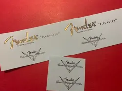 FENDER TELECASTER CORONA CA. METALLIC WATERSLIDE HEADSTOCK DECAL 2 PER LISTING
