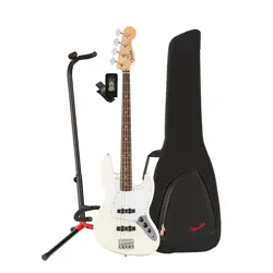 FENDER STANDARD JAZZ BASS 4 STRING OLYMPIC WHITE GUITAR AND GIG BAG BUNDLE