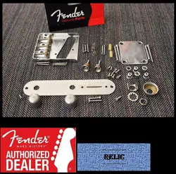 FENDER TELECASTER AGED RELIC CHROME HARDWARE SET TELE THREADED SADDLES