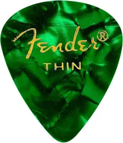 FENDER 351 PREMIUM CELLULOID GUITAR PICKS - GREEN MOTO, THIN 144-PACK (1 GROSS)