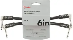 FENDER PROFESSIONAL SERIES GUITAR PATCH CABLE 2-PACK, BLACK, RIGHT-ANGLE, 6