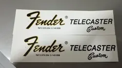 2PCS FENDER TELECASTER CUSTOM SHOP GUITAR WATERSLIDE TRANSFER HEADSTOCK DECALS