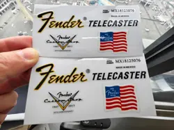 2SETS FENDER TELECASTER CUSTOM SHOP GUITAR BASS VINYL UV HEADSTOCK DECAL STICKER